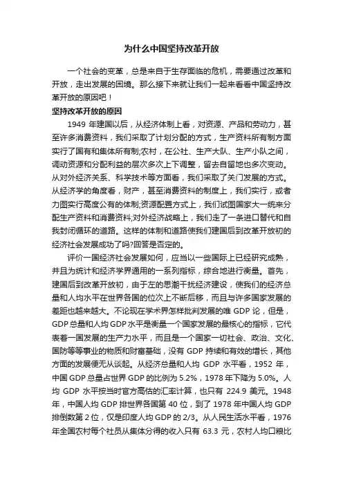 为什么中国坚持改革开放