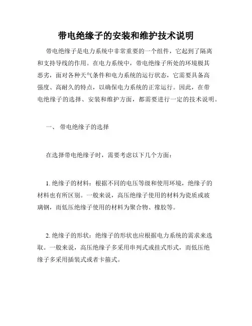 带电绝缘子的安装和维护技术说明