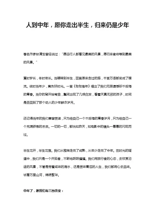 人到中年,愿你走出半生,归来仍是少年