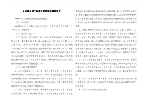 X乡镇水利工程建设管理情况调研报告