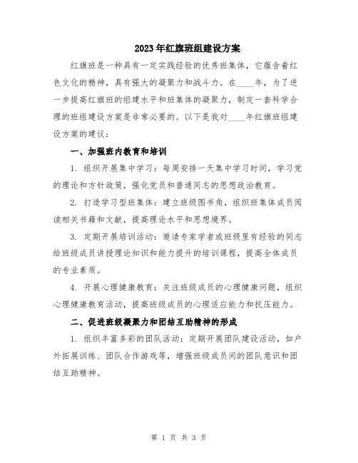 2023年红旗班组建设方案