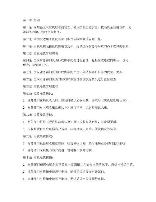 医院应收账款管理制度范本