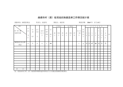 村级党组织换届选举工作情况统计表