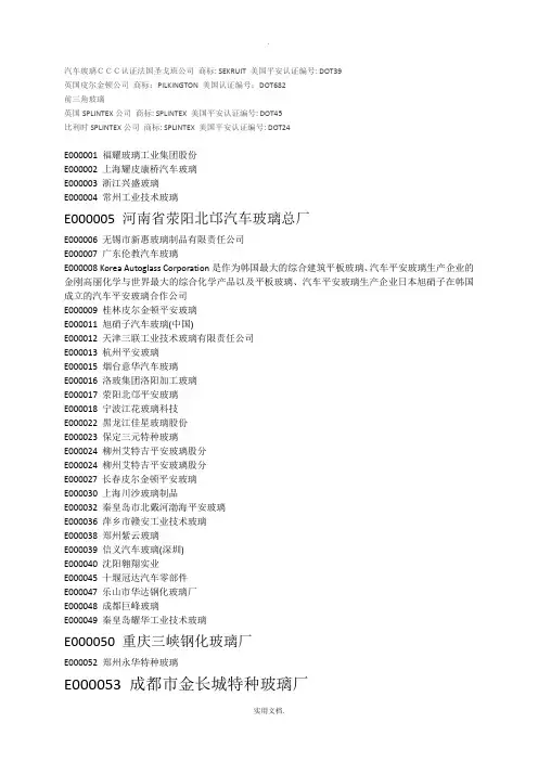 汽车玻璃生产厂家