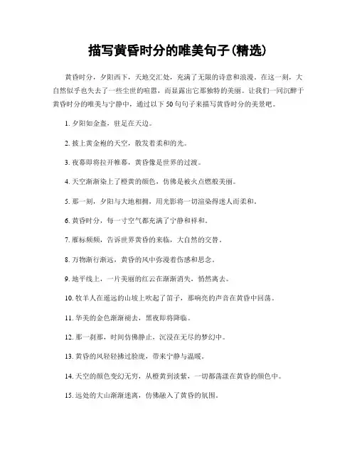 描写黄昏时分的唯美句子(精选100句)