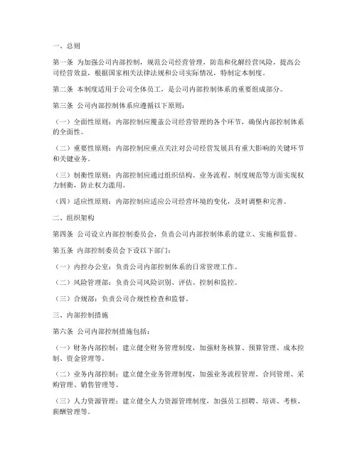 内控体系规章制度