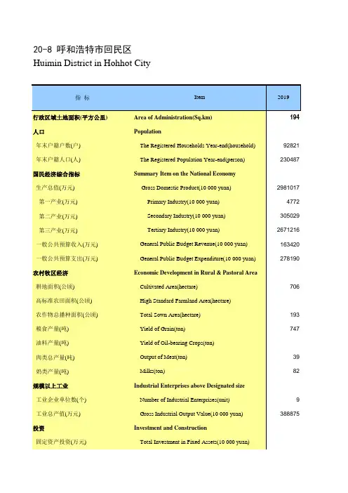 内蒙古统计年鉴2020社会经济发展指标：呼浩特市回民区
