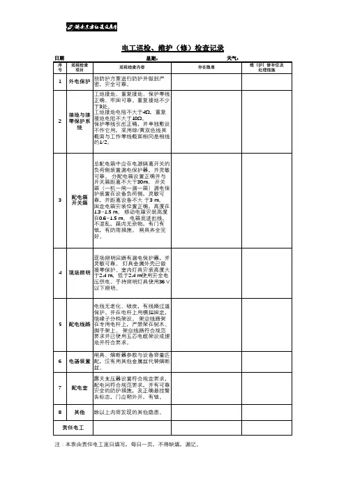 电工巡检、维护(修)检查记录