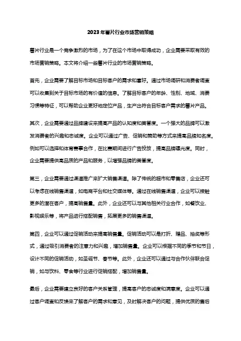 2023年薯片行业市场营销策略