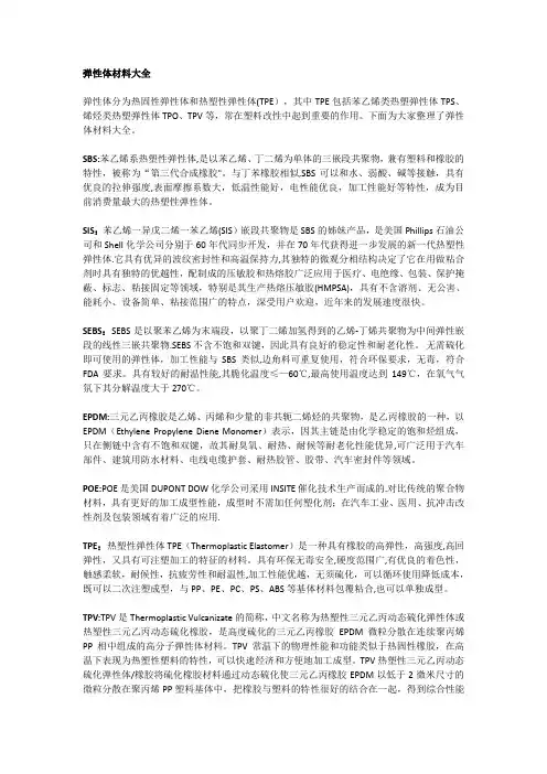 弹性体材料大全