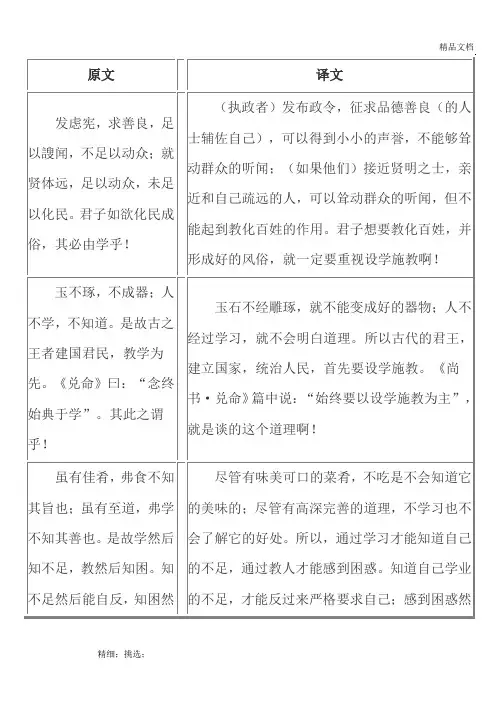 《学记》原文 翻译