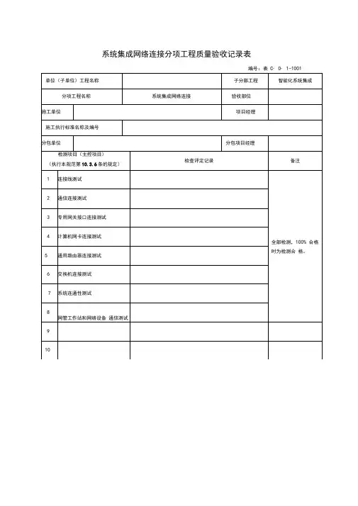 系统集成验收表格