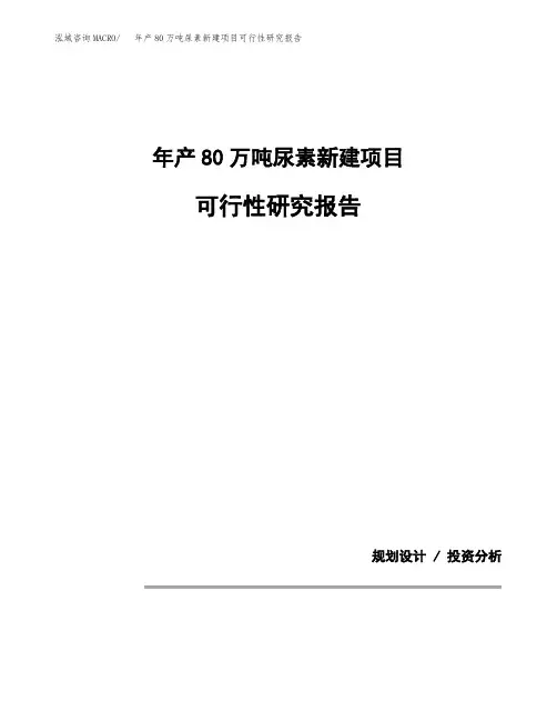 年产80万吨尿素新建项目可行性研究报告
