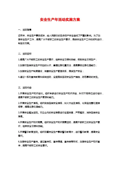 安全生产年活动实施方案 (2)