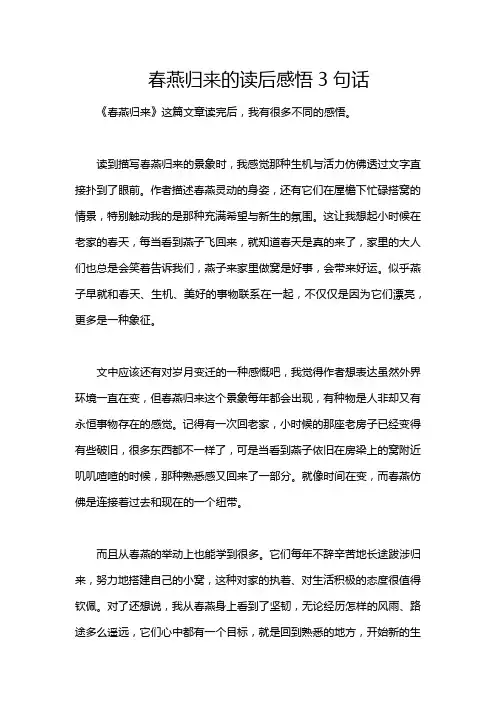 春燕归来的读后感悟3句话
