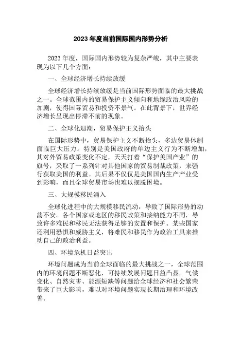 2023年度当前国际国内形势分析