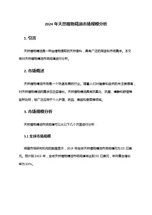 2024年天然植物精油市场规模分析