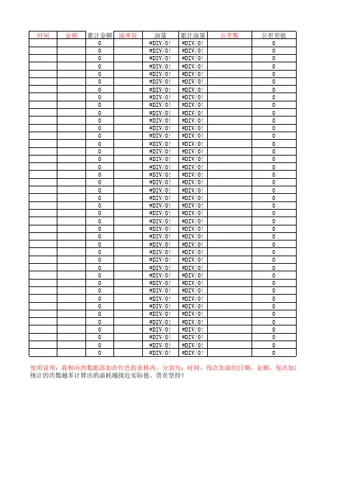 油耗计算表