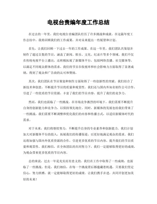 电视台责编年度工作总结