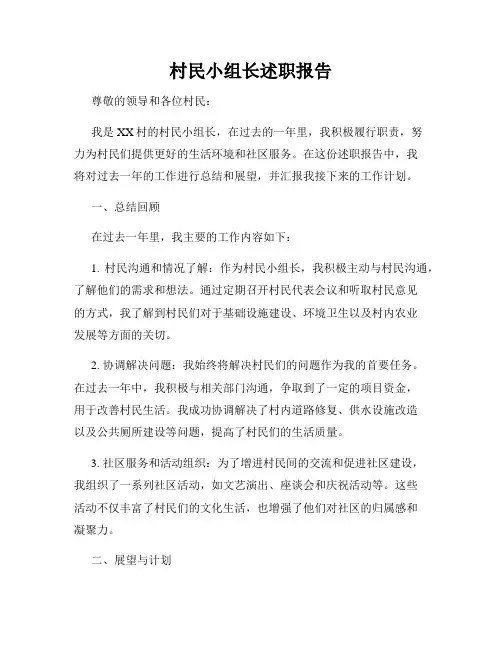 村民小组长述职报告
