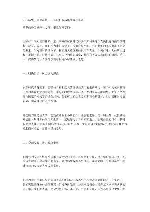 不负韶华,勇攀高峰——新时代好少年的成长之道