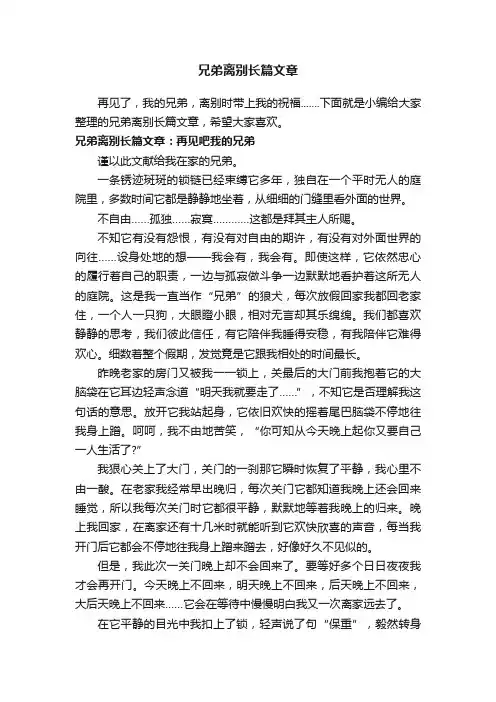 兄弟离别长篇文章