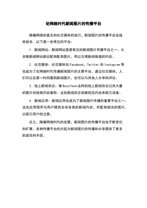 论网络时代新闻图片的传播平台