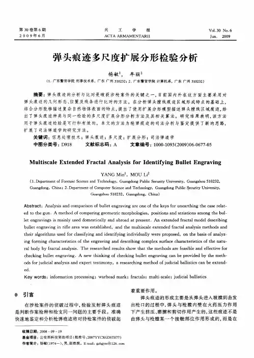 弹头痕迹多尺度扩展分形检验分析