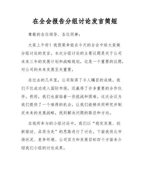 在全会报告分组讨论发言简短