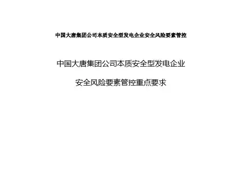中国大唐集团公司本质安全型发电企业安全风险要素管控