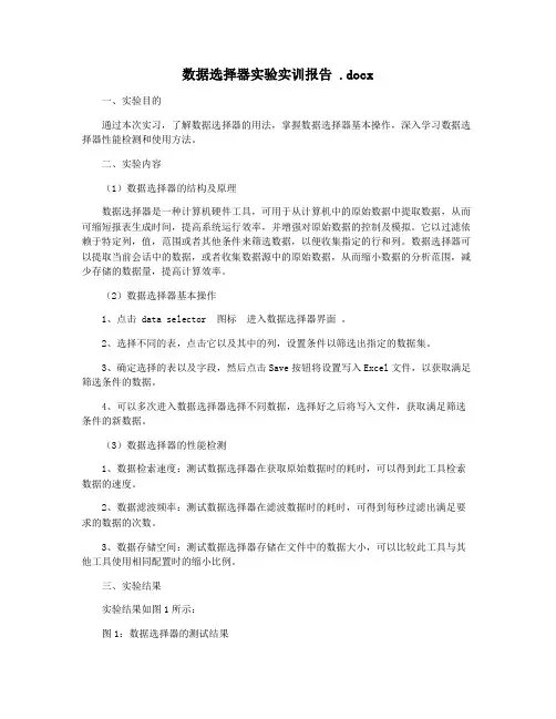 数据选择器实验实训报告 .docx