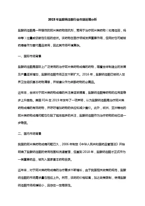 2023年盐酸纳洛酮行业市场环境分析