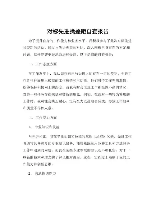 对标先进找差距自查报告