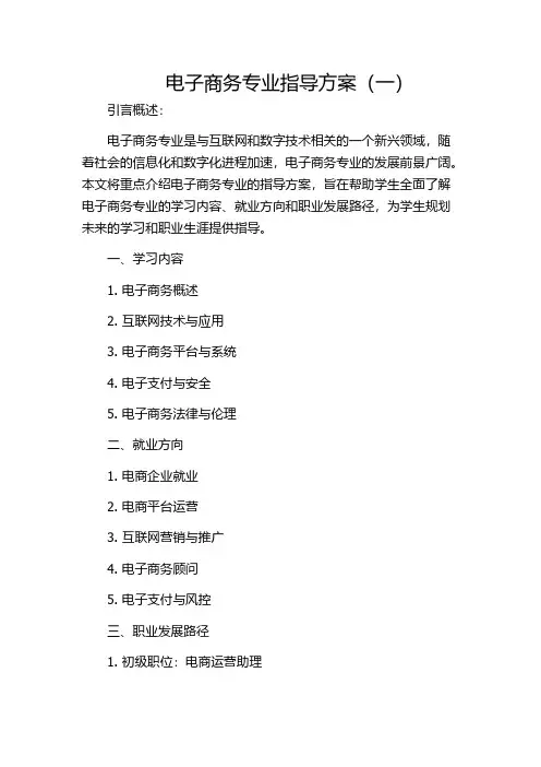 电子商务专业指导方案(一)