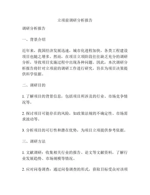 立项前调研分析报告