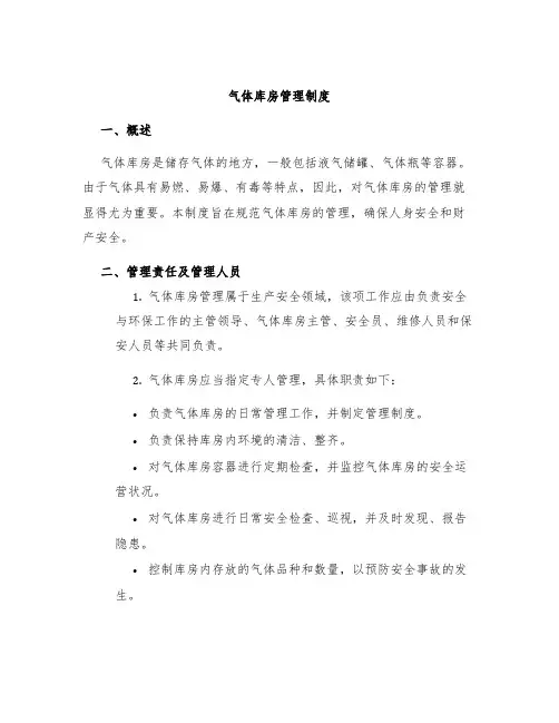气体库房管理制度