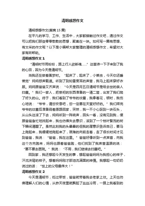 清明感想作文（集锦15篇）