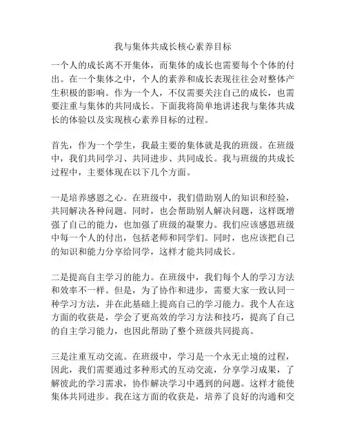 我与集体共成长核心素养目标