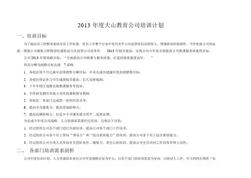 教育集团2013年度培训计划书
