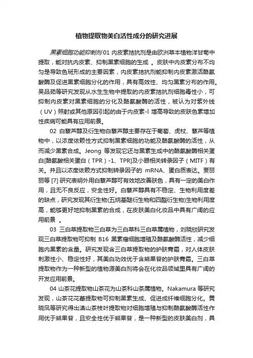 植物提取物美白活性成分的研究进展