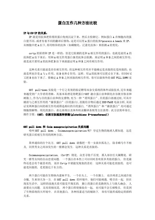 蛋白互作几种方法比较
