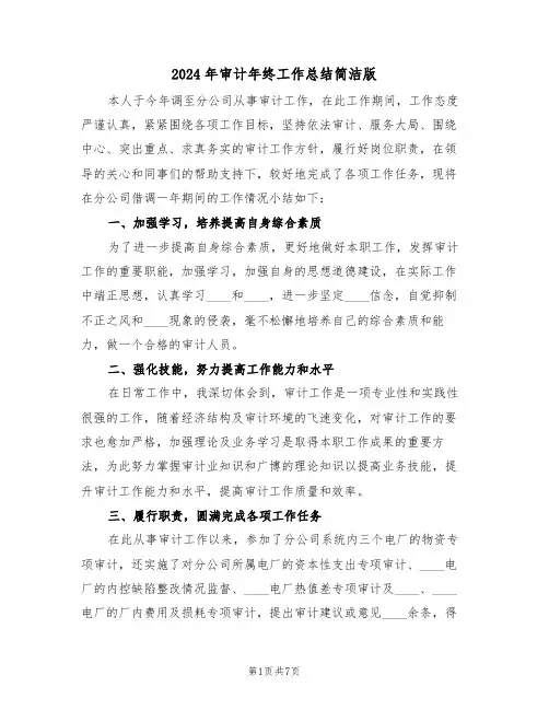 2024年审计年终工作总结简洁版(3篇)