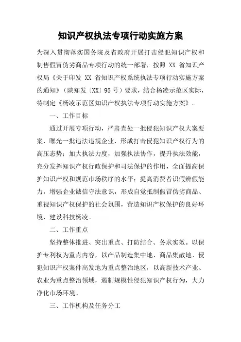 知识产权执法专项行动实施方案