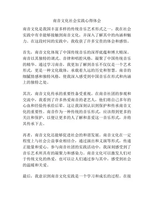 南音文化社会实践心得体会