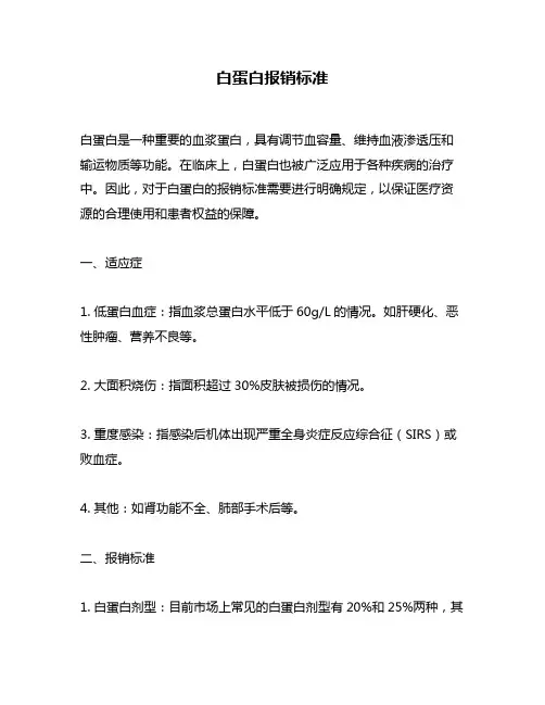 白蛋白报销标准