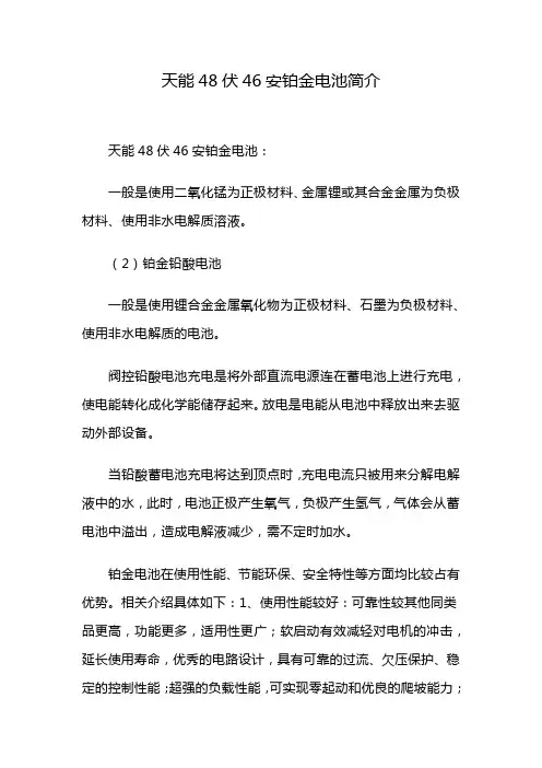 天能48伏46安铂金电池简介