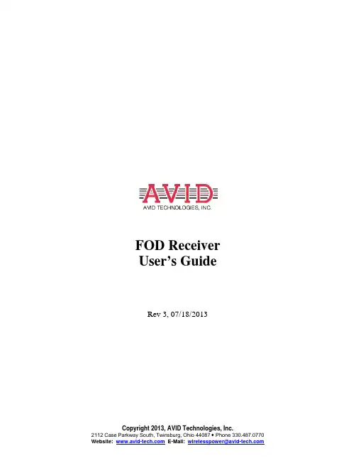 AVID FOD Receiver User's Guide