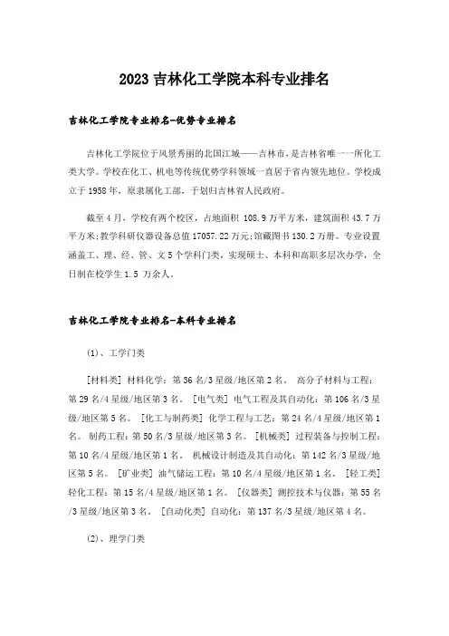 2023大学_吉林化工学院本科专业排名