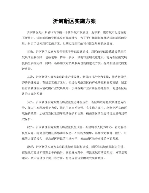 沂河新区实施方案