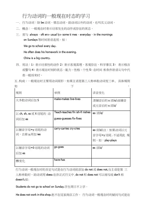 精品牛津7AU2语法-行为动词一般现在时讲解和练习(含答案).docx